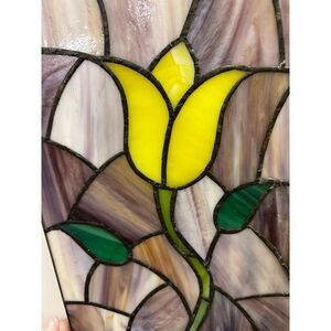 Vintage 2 Tulip stained‎ glass